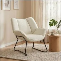 HOMCOM Relaxsessel mit Sherpa-Fleece-Optik (Loungesessel, 1-St., Wohnzimmer Sessel), Polsterstuhl für Schlafzimmer, Weiß
