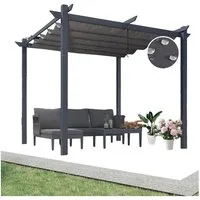 PURPLE LEAF Pergola 3 x 4 m Pavillon mit Schiebedach Aluminium Wasserdicht, UV-Schutz, BxTxH: 300x300x245 cm, (Komplettes Set, Freistehende Pergola mit manuellem Schiebedach), Gartenpavillon Stabil & Winterfest, Terrasse, Balkon