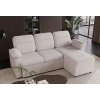 HOMAVO Ecksofa Couch L-Form, Schlafsofa mit Schlaffunktion und Stauraum, Federkern, Abnehmbares und waschbaresSitzkissen, Handyhalterung, Getrankehalter