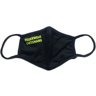 Mund-Nasen-Maske "WUNSCHTEXT 2-Zeilig" 100% Baumwolle "FEUERWEHR + ORTSNAME"