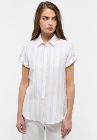 ETERNA - Linen Shirt Bluse Leinen Kurzarm sand - Gr. - 44/Kurzarm