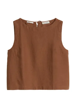 Marc OPolo Casual - Ärmellose Leinenbluse regular Burnt Brown - Gr. - 40
