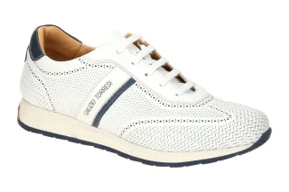 Galizio Torresi Herren Sneakers 414550 - wei?/blau - Echtleder - Gummisohle