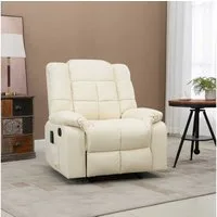 HOMCOM Massagesessel TV Sessel Liegesessel mit Liegefunktion Vibration (Relaxsessel, 1-St., Fernsehsessel), für Wohnbereich, Cremeweiß