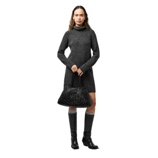 Pieces - Strickkleid für Damen, Rollkragen (Dunkelgraue Melange meliert)