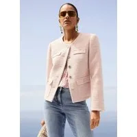 MADELEINE Kurzblazer Bouclé-Blazer mit Glanzakzenten Kurzblazer mit Rundhals, Pattentaschen, Knopfleiste und Langarm