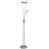 Brilliant LED Deckenfluter Finn, Lesearm, LED fest integriert, Lesearm, H 179 cm, dimmbar, 2500 lm, warmweiß, Metall/Glas, eisen/weiß
