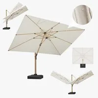 PURPLE LEAF Sonnenschirm Großer Windfester Rechteckiger Ampelschirm, Teak-Aluminiumgestell, Helle Holzmaserung, 360° drehbar, höhenverstellbar, UV-beständig, 360°Rotation, Sonnenschutz UV50+