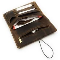 Lemasi Tabakbeutel echt Leder Tabaktasche Drehertasche Tabaketui, Blättchenfach, Filterfach, Tabakfach, Feuerzeugfach