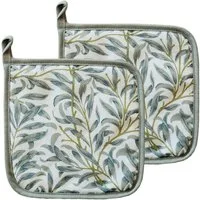 matches21 HOME & HOBBY Topflappen Topflappen Olivenblätter mediterran Druck grün 20x20 cm, (2-tlg)
