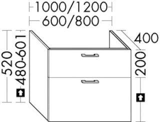 Burgbad Waschtischunterschrank System 30 Preisgruppe 3 Diago 520x800x400 Trend- oder RAL-Farbe Matt WYGX080F5347