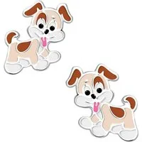 schmuck23 Paar Ohrstecker Kinder Ohrringe Hund 925 Silber Mädchen Ohrstecker, Mädchen Kinderschmuck echte Silberohrringe