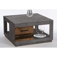Stolkom Sp.z.o.o. Couchtisch 2 Schübe, betonoxid, Old Style - 80x45,6x80cm (BxHxT)