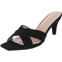 Ital-Design Damen Mules Pumps mit Stilettoabsatz und Riemen Pantolette (91895863) Pfennig-/Stilettoabsatz Sandalen & Sandaletten in Schwarz