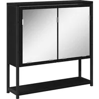 vidaXL Badezimmerspiegelschrank Spiegelschrank mit Regal Schwarz Eichen-Optik 60 x 16 x 60 cm (1-St)