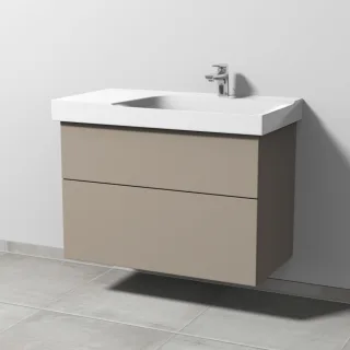 Sanipa 3way Waschtischunterbau zu Geberit Xeno2 Waschtisch mit 2 Auszügen, Sandgrau-Matt SF66367