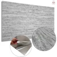 IKHEMalarka Wandpaneel Lamellen Selbstklebend 100x60 cm – PVC + PE-Schaum, 2,8 mm, Betonoptik, BxL: 60x100 cm, 0,6 qm, (1 Paneel = 100 × 60 cm (0,60qm) Tapete Marmor Struktur