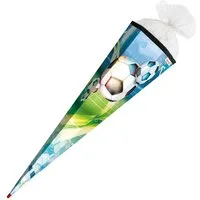 Roth Schultüte Fußball, 100 cm, eckig, Tüllverschluss, Roth-Spitze