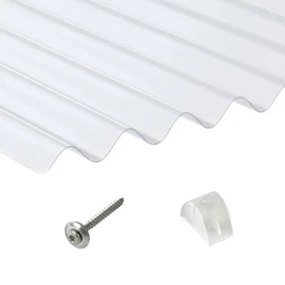 PVC | Terrassendach-Set | Sinusplatte | 95/35 | 1,2 mm | klarbläulich