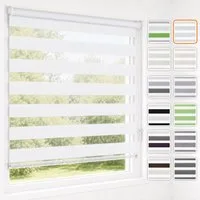 Doppelrollo Ohne Bohren, Weiß/Beige/Anthrazit, OUBO, freihängend, verspannt, Klemmfix, Klemmträger, Lichtschutz schnelle und einfache Montage mit beiliegendem