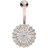 PIERCINGLINE Bauchnabelpiercing Titan Bananabell mit Innengewinde KRISTALLBLUME + KRISTALLKREIS (Bananabells, 1-tlg)