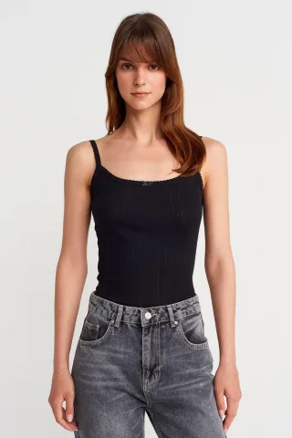 Schlankes, geripptes Baumwoll-Cami-Top