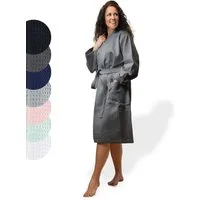 SIEGENTHAL Morgenmantel SIEGENTHAL® Damen Bademantel Waffelpique 100% Baumwolle Schalkragen, Schalkragen, elegante Gürtel, saugfähige Baumwolle, pflegeleicht und langlebig, praktische Taschen