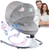 oyajia Babywippe Elektrische Komfort-Babywippe mit Fernbedienung, Musik Insektenschutz, Zeitgesteuertes Schütteln,Fernbedienung,Moskitonetz,für Kinder bis 9kg