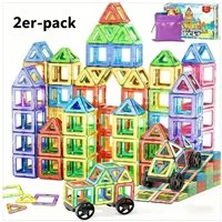 POPOLIC Magnetische Bausteine 50 Teile Magnetspielbausteine, (Magnetspielzeug Magnet Bausteine für Kinder, 2 St., Starker Magnetismus, Starke Adsorption, Hoher Haftkraft), Magnetische Bausteine ab 3-7 Jahren für Jungen und Mädchen
