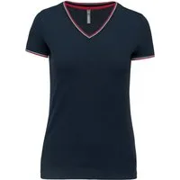 Kariban Rundhalsshirt Damen T-Shirt Ladies piqué knit V-neck T-shirt