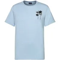Beachtime T-Shirt, sommerliches Shirt mit modischem Palmen Print Regular-Fit, mit kleinem Print vorn und großem Print hinten