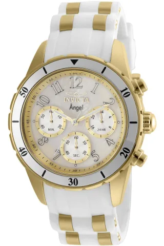 Invicta Angel 24901 Damenarmbanduhr - Quartz Uhrwerk - Edelstahl mit Weißem Zifferblatt - 40 mm