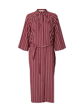 Selected - Gestreiftes Midikleid mit 3/4-Arm und Stehkragen violet - Gr. - 38