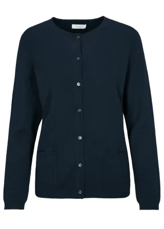 CLARINA - NOS Rdh.-Cardigan, 1/1 Arm,uni 623 marine - Gr. - 44