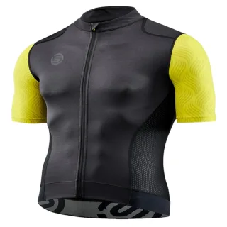 Skins - "Elite" Oberteil für Herren, Stehkragen, Radfahren (Gelb/Schwarz)