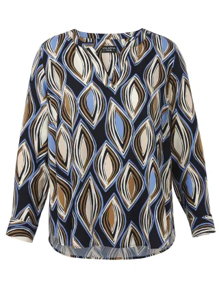 VIA APPIA DUE - Bluse V-Ausschnitt 1/1 Arm Druck marine multicolor - Gr. - 44