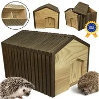 Modo24 Igelhaus mit Boden XXL Winterfest Igelhütte Labyrintheingang, 25x36x27 cm Bausatz Igelfutterhaus Winterschlaf & Nisthaus FSC Holz