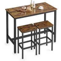 VASAGLE Bartisch Bartisch-Set, Esstisch(120 x 60 x 90 cm) mit 2 Barhochern