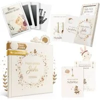 Eulentaler Tagebuch I Geburt Geschenkset 3in1 I Babyalbum, Meilensteinkarten & Abdruckset, für das erste Jahr, von Pädagogen gestaltet