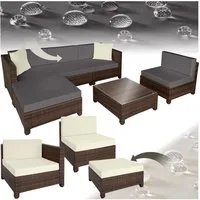 tectake Loungeset Rattan Lounge, (Set., 6-tlg), Weiche Sitzpolster, 10 cm dick, abnehmbar, hoher Komfort
