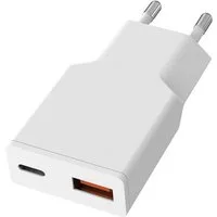 VALUE USB Charger mit Euro-Stecker, 2 Ports Typ A+C Stromadapter, 20W