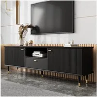 Merax Lowboard mit Soft-Close-Funktion, Hochglanz Fernsehschrank Sideboard (1 St), TV-Schrank mit 2 Türen, Schublade & offenen Fächern, 170x36x54cm