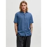 Jack & Jones Kurzarmhemd JJESUMMER LINEN BLEND SHIRT S/S SN Baumwolle mit Leinen, regular fit
