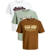 Jack & Jones Print-Shirt stilvolle Slim-Fit und Regular Shirts (Spar Set, 3er-Pack) Shirts mit Printaufdruck aus Baumwolle