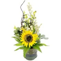 Kunstblume Sonnenblume, I.GE.A., Höhe 45 cm, Im Topf aus Keramik Blumen Arrangement Tischdeko