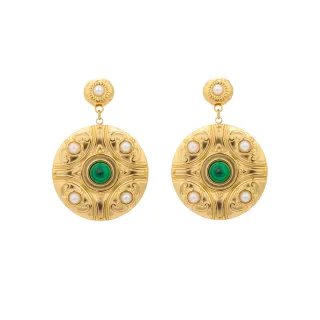 Luxenter Ohrringe mit 18 Karat Gelbgold-Finish und Malachit – Kiak