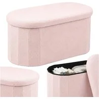 relaxdays Sitztruhe Sitzbank aus Teddystoff, Rosa
