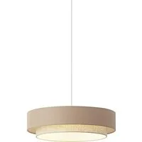 Qazqa Pendelleuchte Drum duo, ohne Leuchtmittel, Neutralweiß, QAZQA Hängeleuchte, e27, Beige, Metall, Modern