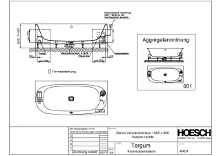 Hoesch Monolith Einbau Whirlwanne iSensi Vorwand 1900x900 rechts mit Tergum 3842N.010305001