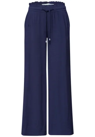 Street One - Wide Leg Hose mit Gummibund blau - Gr. - 30